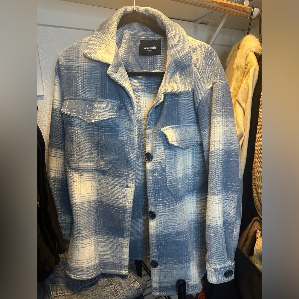 Cozy, Warm blue plaid jacket